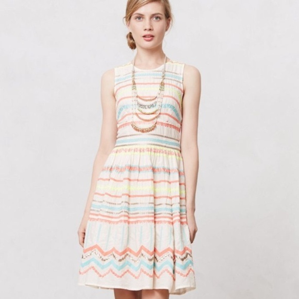 Plenty by Tracy Reese Sunglow Striped Neon Sleeveless Dress Size 6